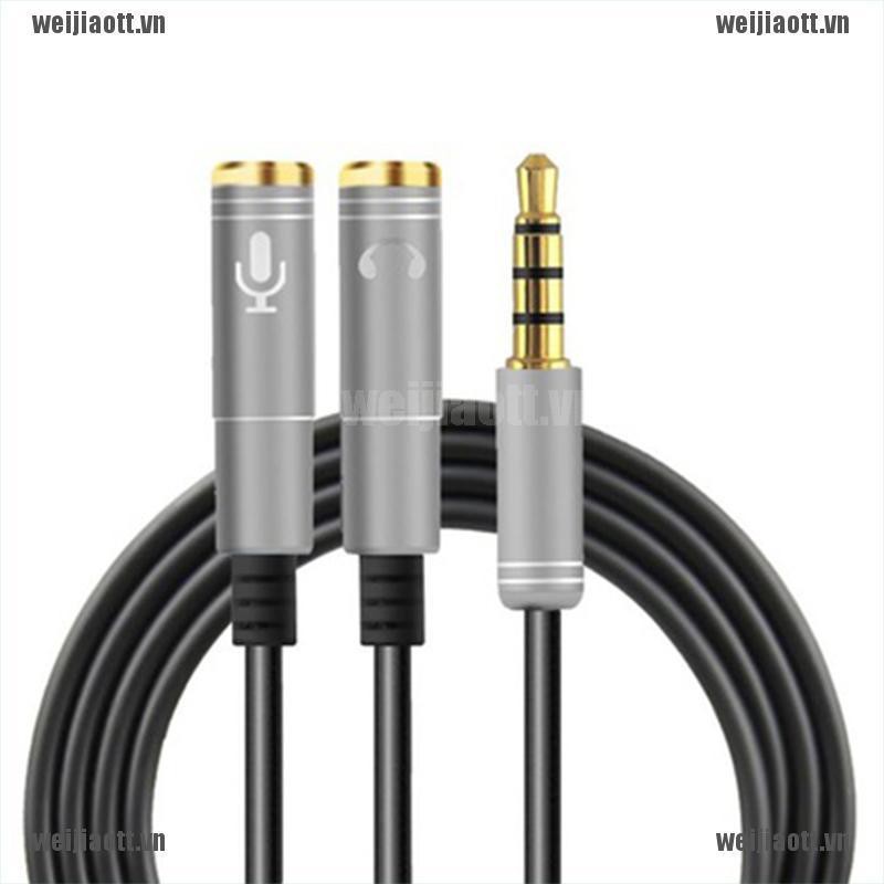 Dây cáp AUX nối dài chia lỗ cắm tai nghe và mic 3.5mm