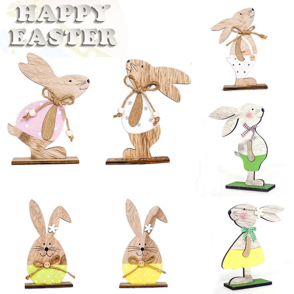 Phụ Kiện Trang Trí Bằng Gỗ Hình Thỏ Phục Sinh DIY