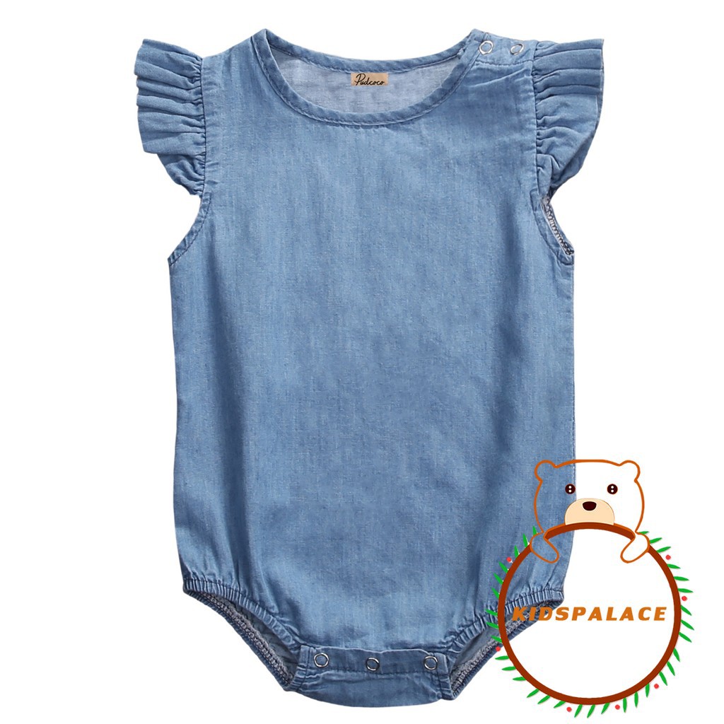 Bộ Bodysuit Một Mảnh Denim Dễ Thương Cho Bé 0-24 Tháng Tuổi