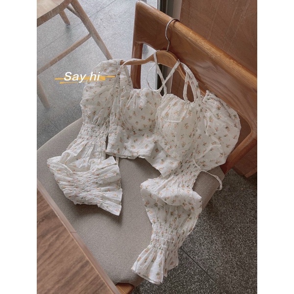 Áo xanh lá croptop cup ngực tay khúc