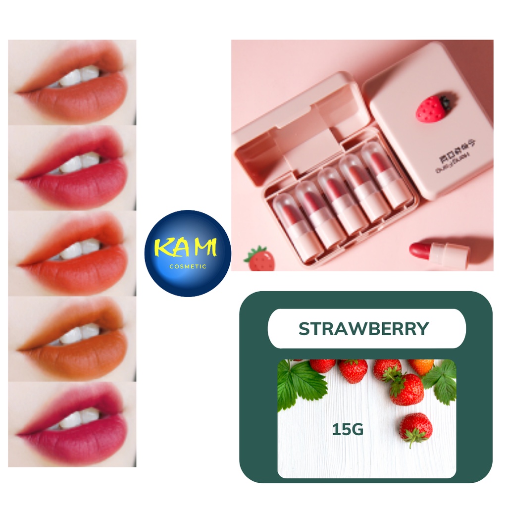 Set Son Đạn Siêu Lì 5 Cây Cái Mist Small Lipstick Tự Nhiên An Toàn, Dễ Thương Không Thấm Nước, Lâu Trôi, Gía Rẻ - KAMI