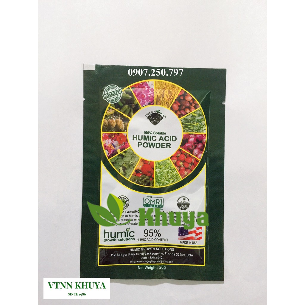 Phân bón sinh học Humic Acid Powder 20gr nhập Mỹ