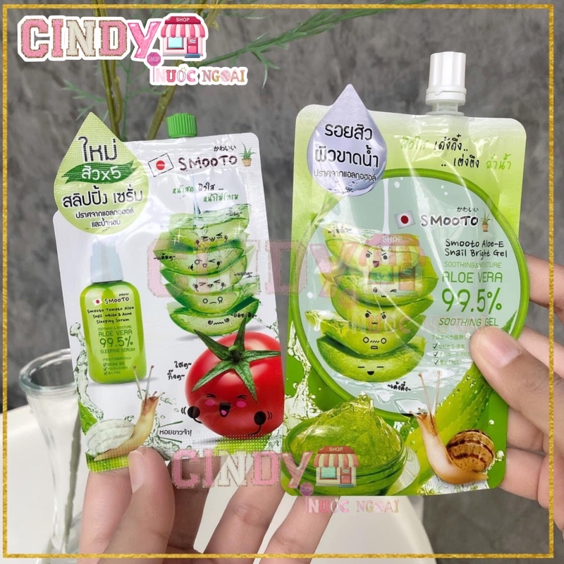 Gel lô hội ☘Smooto Aloe-E Snail Bright Gel ☘️