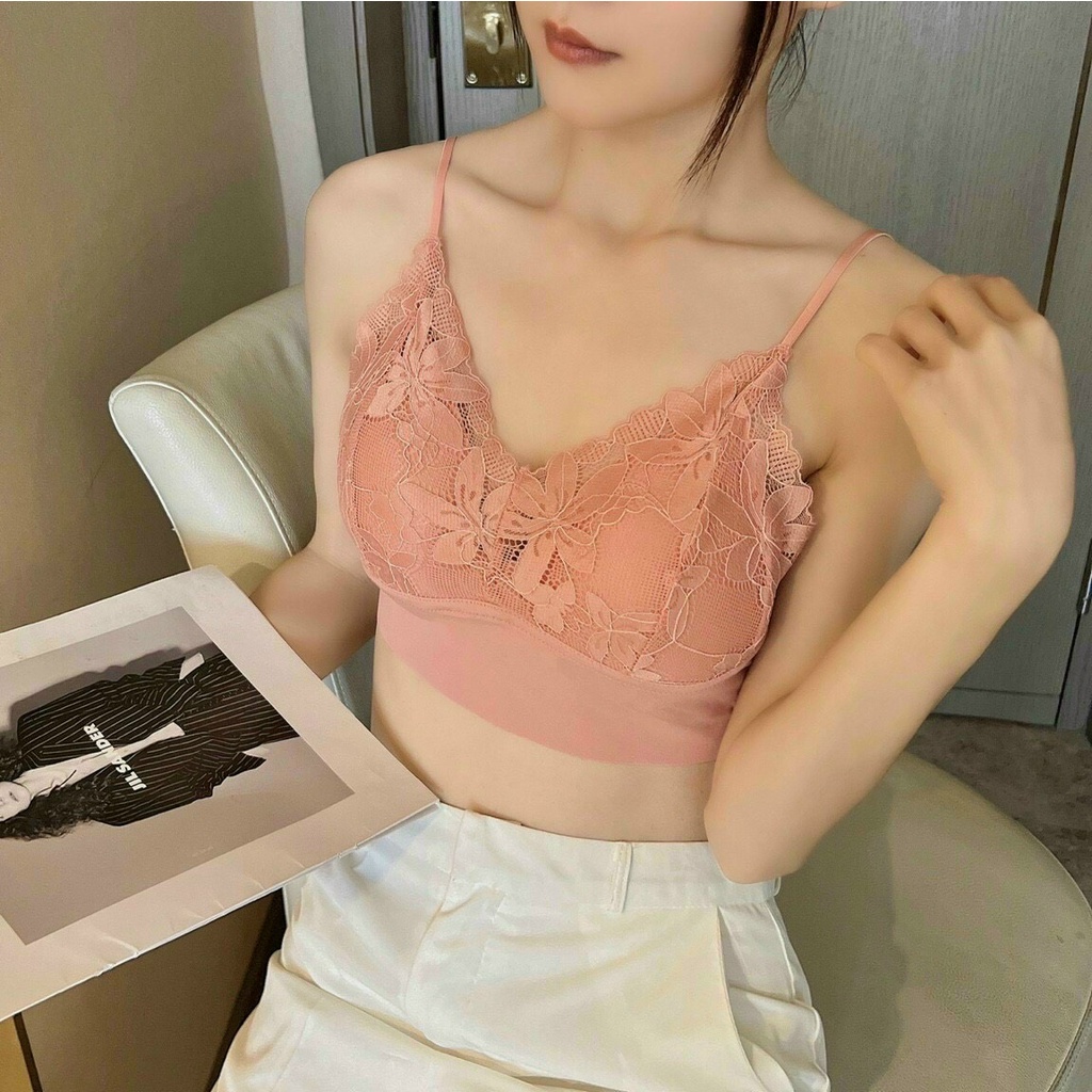 Áo bra EMBRA ren hoa 2 dây mảnh cao cấp EBALB24
