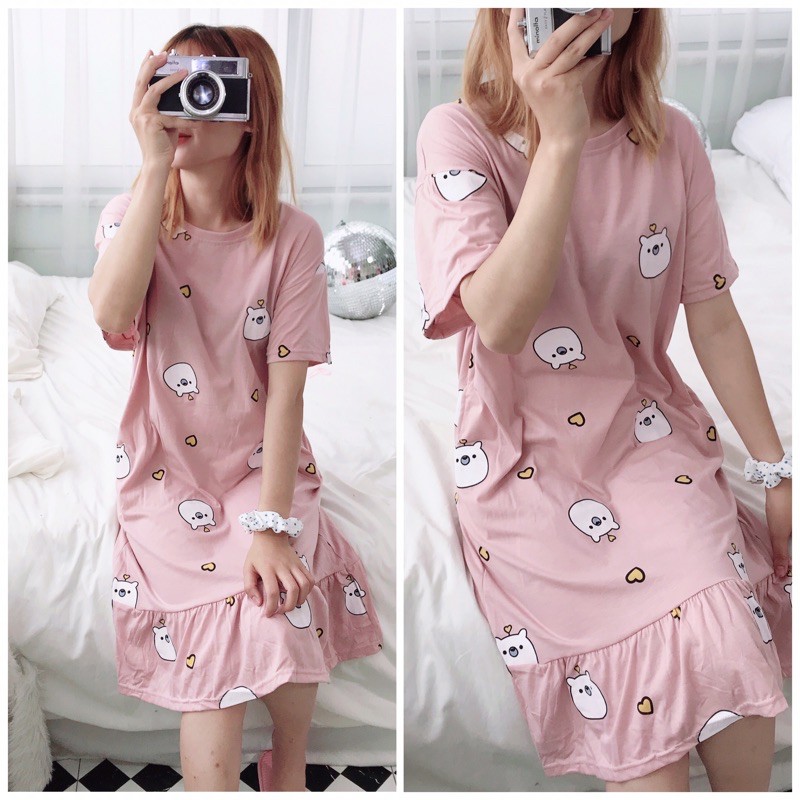 [VIDEO THẬT] Đầm Mặc Nhà Đáng Yêu Cho Nữ, Đầm Ngủ Vải Mềm Mát | BigBuy360 - bigbuy360.vn