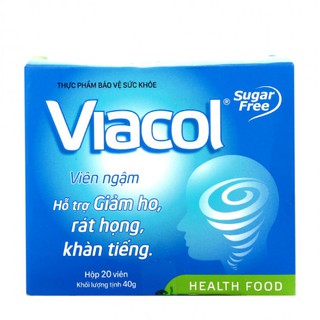 Viên kẹo ngậm Viacol không đường hỗ trợ giảm ho rát họng khàn tiếng