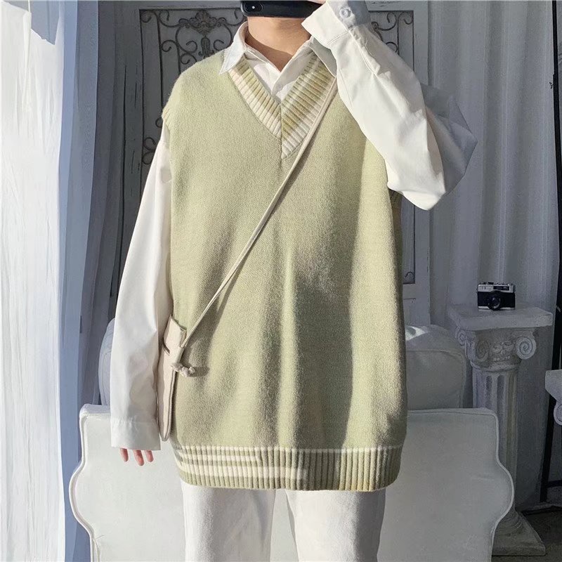 Áo Sweater Sát Nách Cổ V Kiểu Anh Thời Trang Mùa Thu Cho Nam