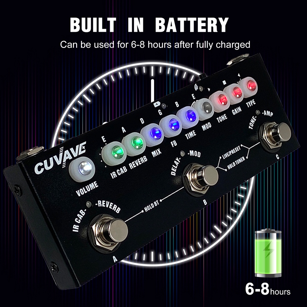 Bàn đạp hiệu ứng guitar LEKATO mô phỏng 8 tủ loa với ánh sáng hồng ngoại