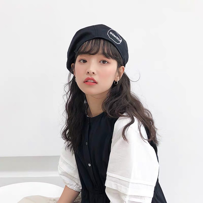 Mũ beret cotton họa tiết chữ phong cách nhật bản thời trang mùa hè cho cặp đôi