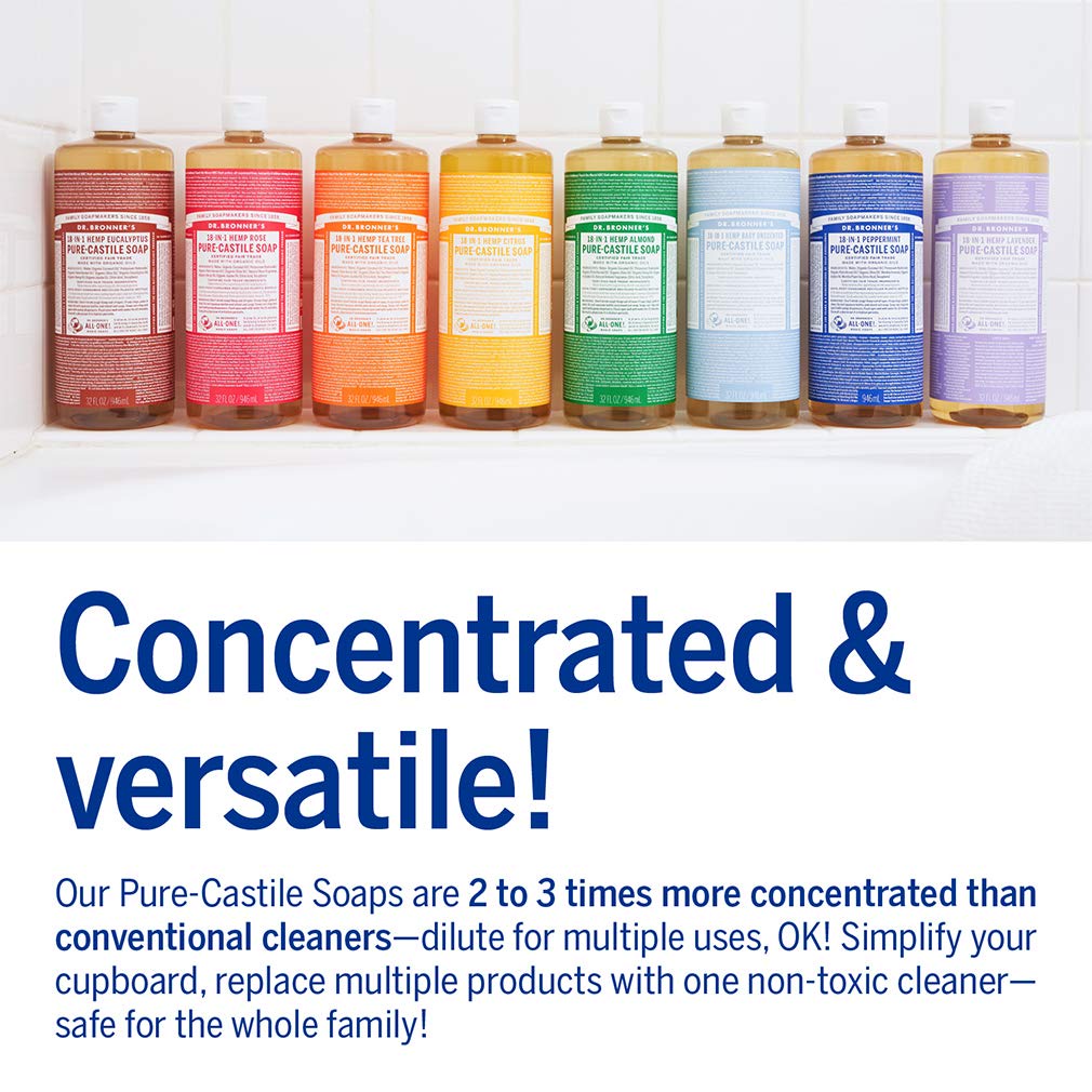 Xà Phòng hữu cơ 18 in 1 Dr Bronner's Sugar Soap 946ml Castile soap 16oz & 32oz