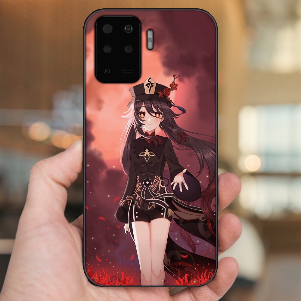 Ốp lưng Oppo A94 viền đen in hình Hutao Genshin Impact
