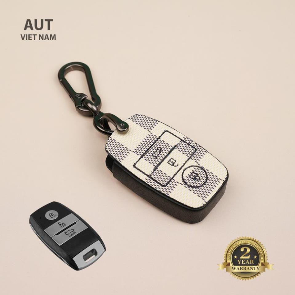 Bao da chìa khóa Smartkey Kia 3 nút da Canvas L.V xẻ túi ( Kia Mor, Seltos, Soluto,Rio,Cerato,Optima,Rondo, Sorento)