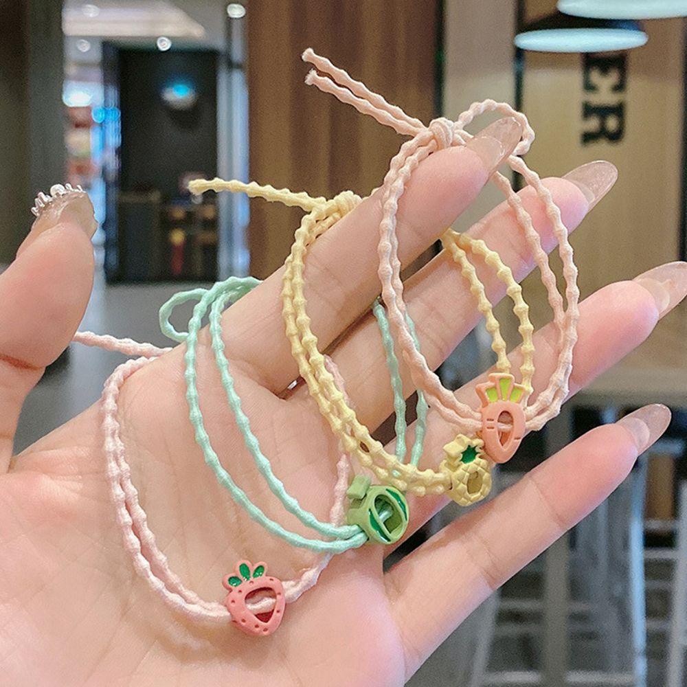 FORBETTER Dây Buộc Tóc Co Giãn Hình Trái Dâu Tây Dễ Thương Cho Nữ