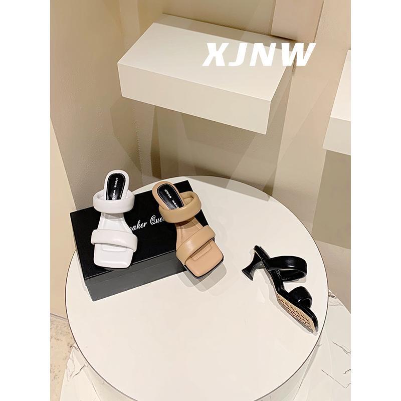 Giày Sandal Cao Gót Mũi Vuông Đế Mềm Phong Cách Pháp Thời Trang Mùa Hè 2022 Cho Nữ