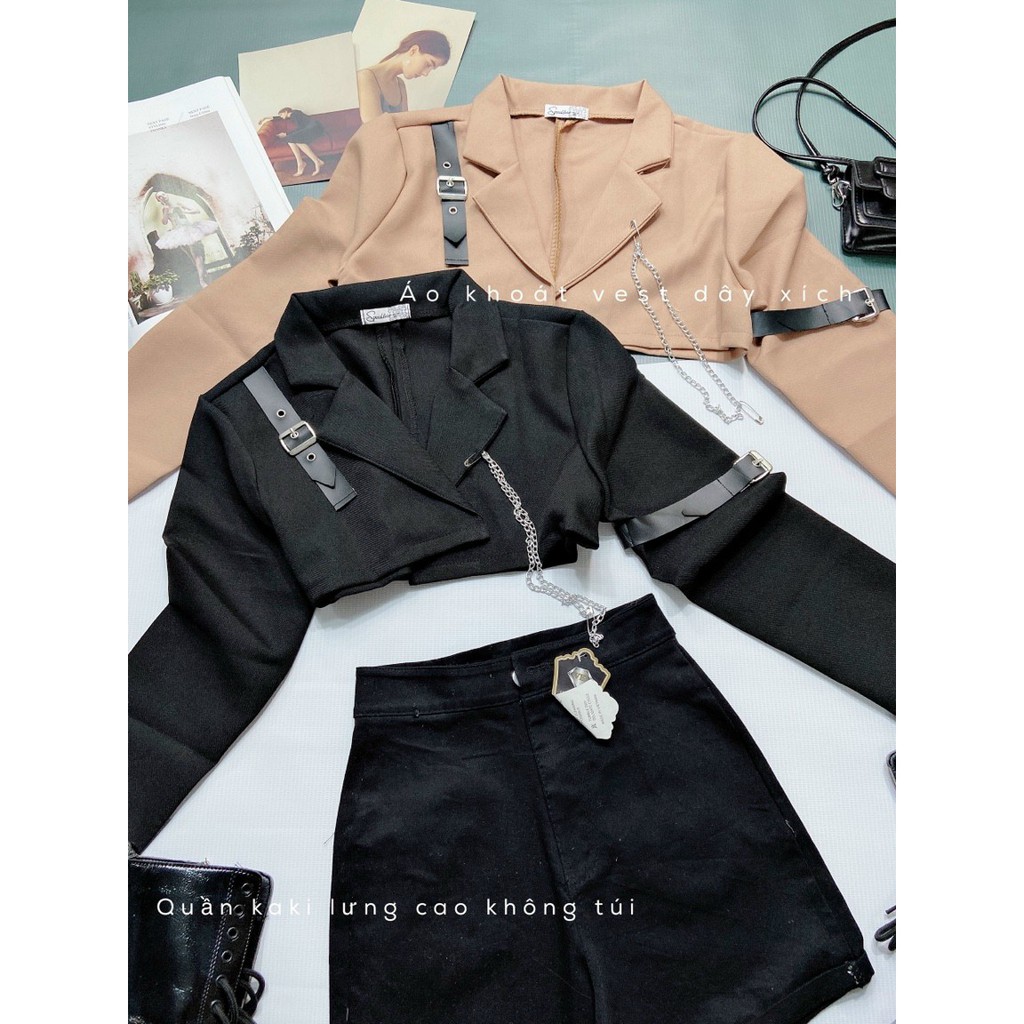 ÁO VEST NỮ FORM NGẮN CROPTOP DÁNG RỘNG VỪA HÀN QUỐC - NUDE ĐEN TRƠN BASIC CÁ TÍNH CHẤT SWAG HOT GIRL ULZZANG STYLE 2