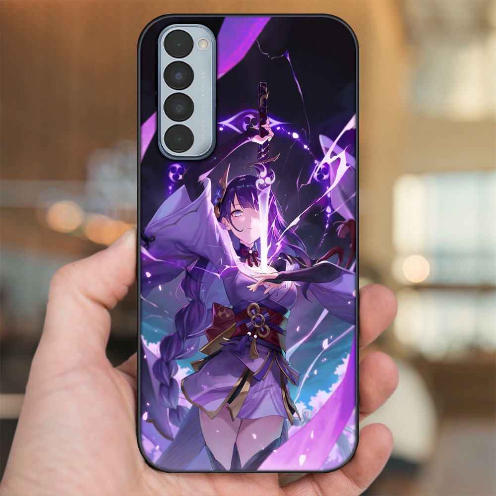 Ốp lưng Oppo Reno 4 Pro viền đen in hình Raiden Shogun Genshin Impact