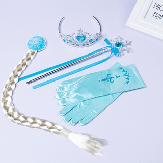Set phụ kiện công chúa Elsa 4 món vương miện, gậy phép, tóc và găng tay