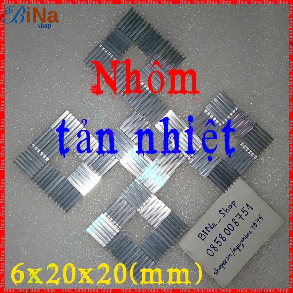 Nhôm tản nhiệt 6x20x20mm màu bạc