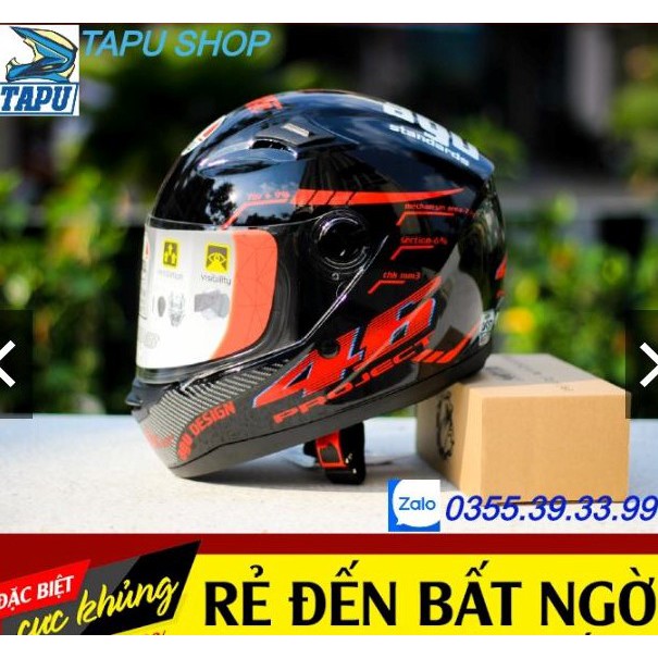 Nón Fullfaec AGU Tem 46 đỏ, tặng túi đựng nón
