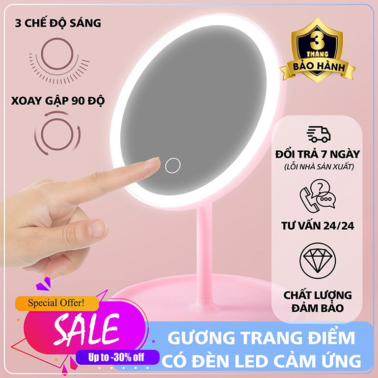 Gương trang điểm có đèn led cảm ứng 3 chế độ sáng NEW 2021 ( RẺ TOÀN QUỐC)