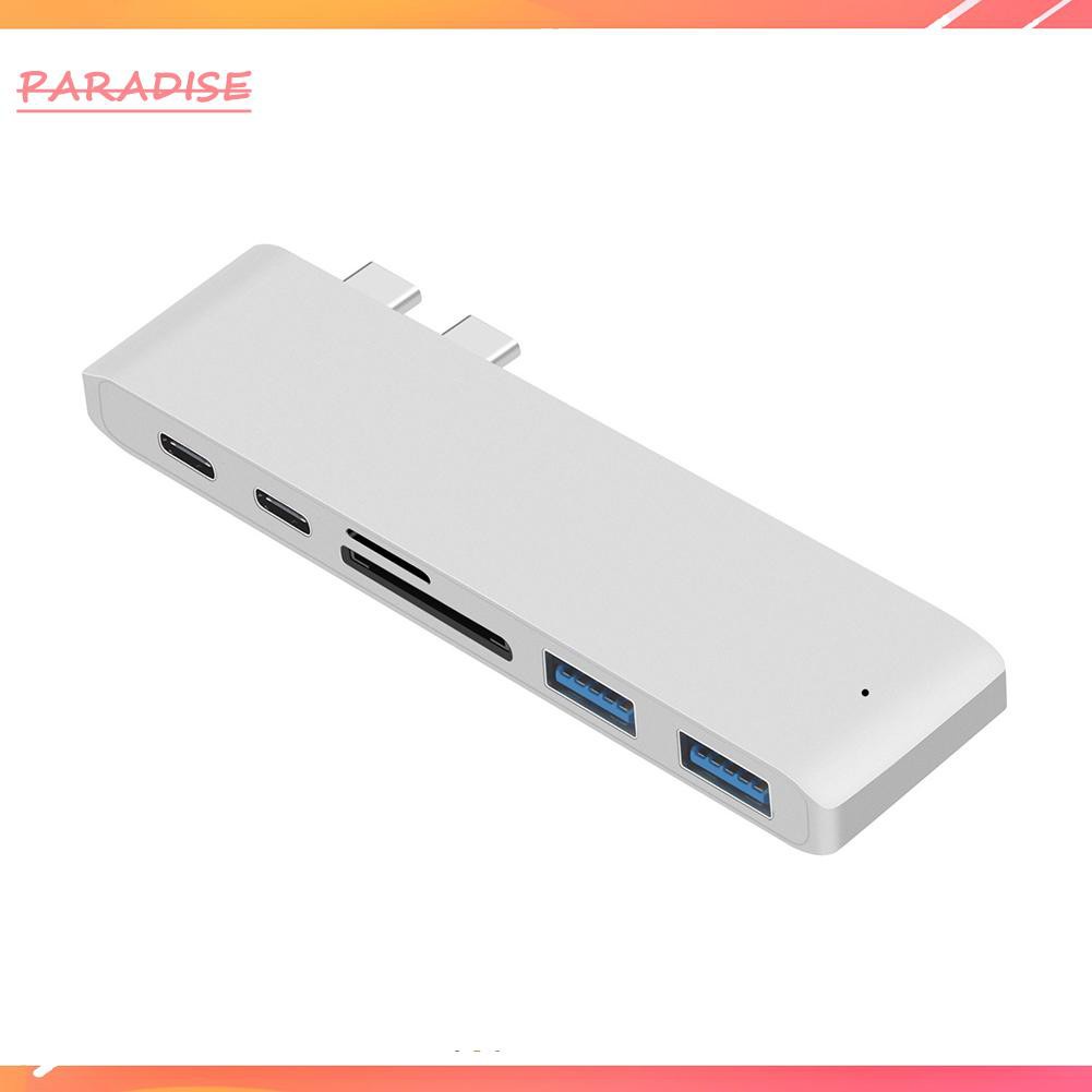 Paradise1 Multifunctional 7 in 1 Dock Dual USB Type C Hub Adapter for Apple Laptop