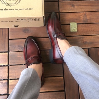 _mẫu giày loafer đánh màu nâu đỏ đế cao su tăng 3-4cm tự nhiên bảo hành 1 năm, giày lười giá rẻ bình dân