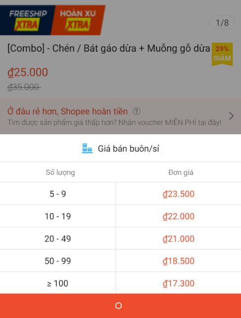 [Combo] - Chén / Bát gáo dừa + Muỗng gỗ dừa | WebRaoVat - webraovat.net.vn