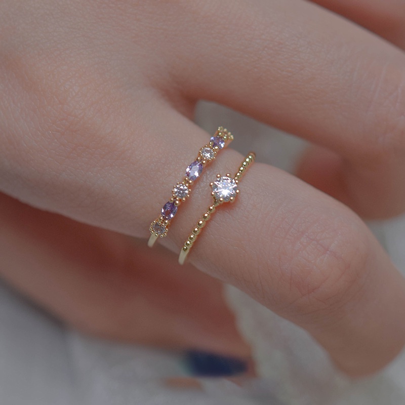 Set Nhẫn Cưới 2 Trong 1 Bằng Thép Titan Mạ Vàng Đính Đá Zircon Thời Trang Cho Nữ