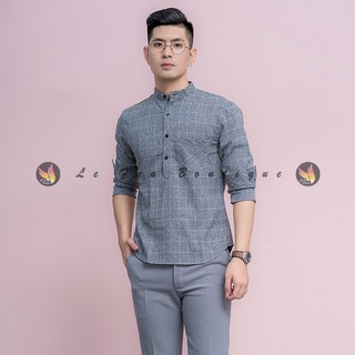 [Có Sẵn] Áo Sơ Mi Nam Kiểu Chui Nửa Khuy Mới - SMT05-D
