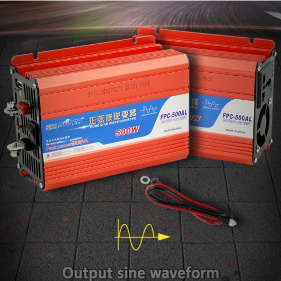Bộ đổi điện từ 12v lên 220v sin chuẩn Suoer FPC-500AL, công suất cực đại 1000VA, công suất duy trì 500W