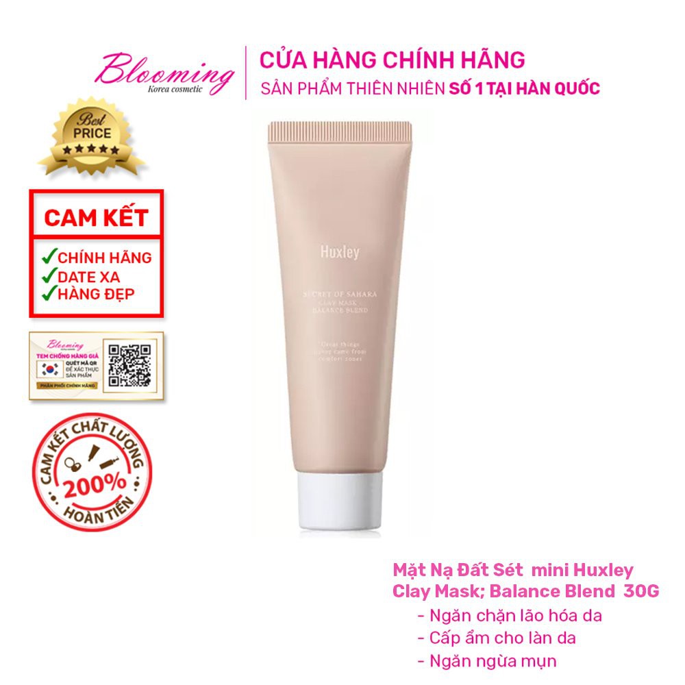 Mặt Nạ Đất Sét Huxley Clay Mask; Balance Blend Chuyên Làm Sạch Sâu, Cân Bằng Da Và Thu Nhỏ Lỗ Chân Lông 30g