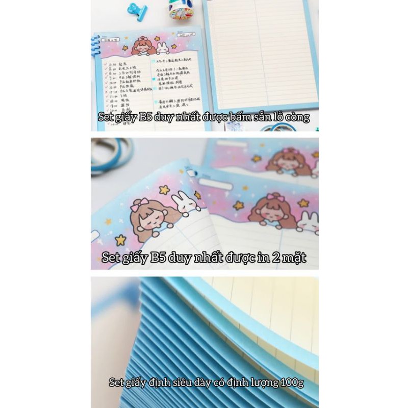 Giấy Note Ghi Chú Refill B5 💖 In 2 Mặt 💖 Telalo - Dream's Girl Trang Trí Sổ Planner Bullet Journal Hàn Quốc