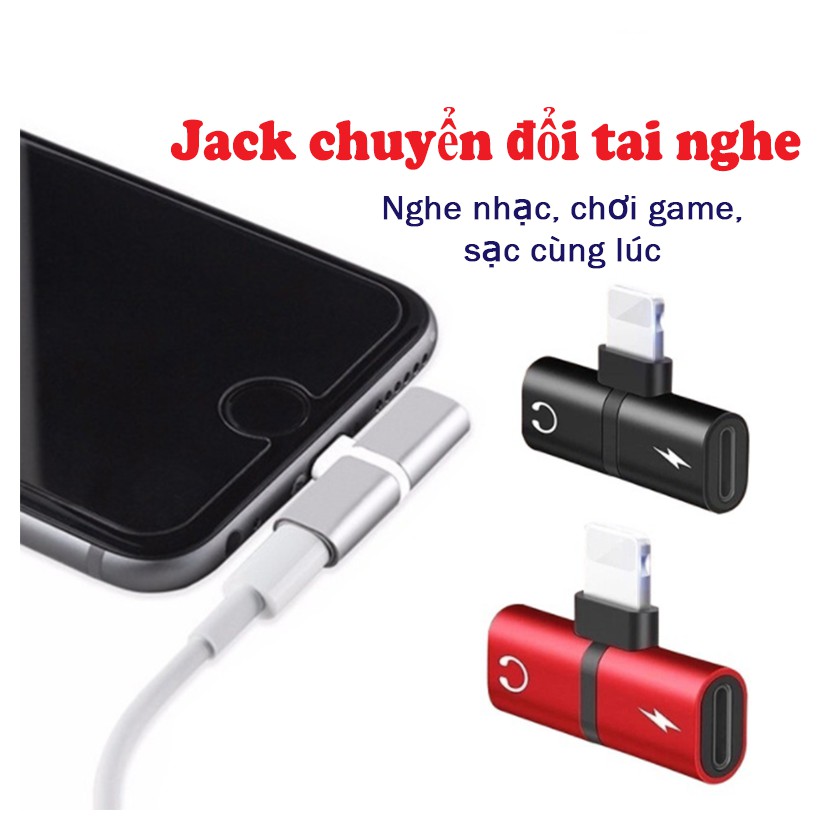 Jack chuyển đổi tai nghe chân lightning 2 trong 1 cho iphone 7 trở lên - vừa sạc vừa nghe nhạc, chơi game