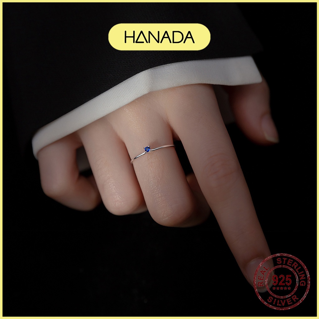 Nhẫn Bạc 925 Hanada N1234.R.1.B.160.0640 Đá Xanh