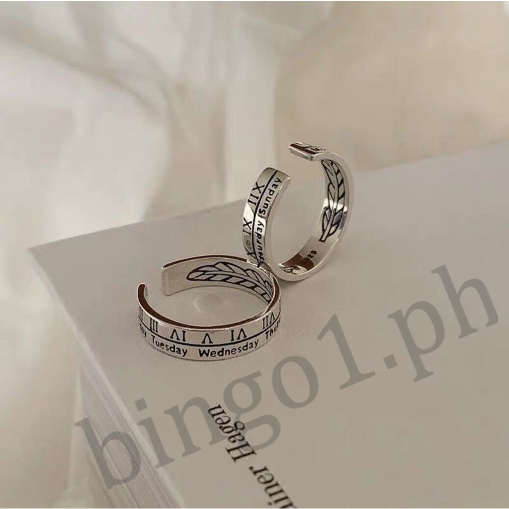 Nhẫn Khắc Chữ Số La Mã Phong Cách vintage Thời Trang