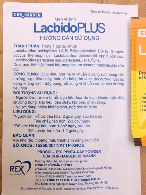 Men vi sinh Lacbido Plus - Hộp 30 gói