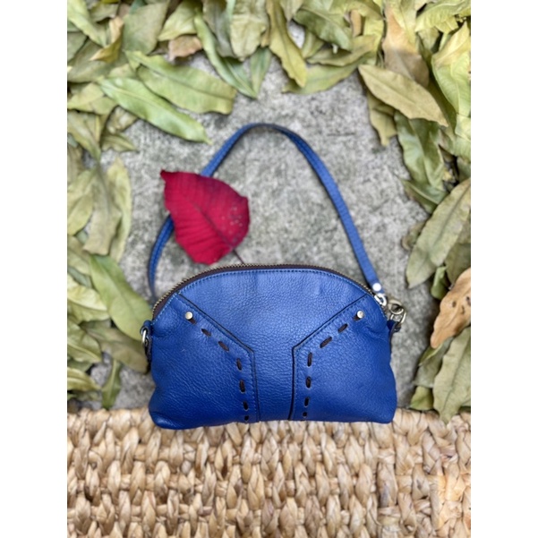 Túi xanh da thật sz mini