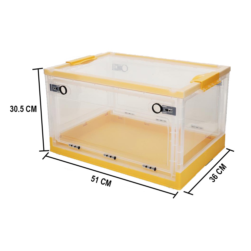 HomeBase STACKO Thùng nhựa đa năng có nắp, bánh xe, có thể gấp lại INE W51xH30.5xD36cm màu vàng/trắng trong