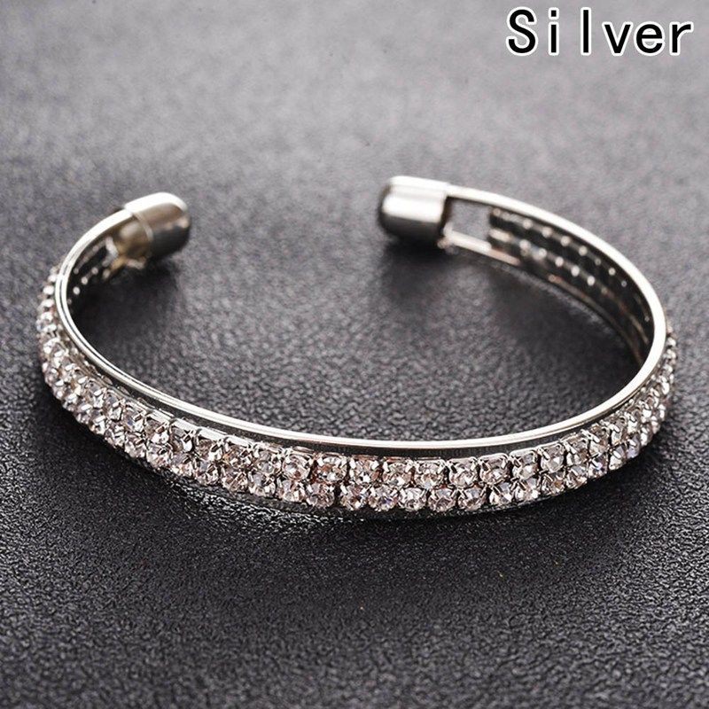 Vòng đeo tay kiểu hở đính đá lấp lánh sang trọng dành cho nữ