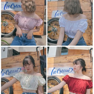 Áo Nhún Tay Phồng Ngang Vai 🌵 Amee Top 🌵 - bynhien.boutique