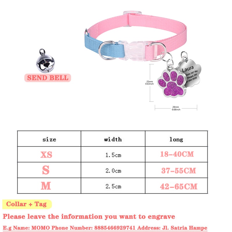 Vòng cổ cho mèo / chó miễn phí Tên tùy chỉnh Đảm bảo mạnh mẽ