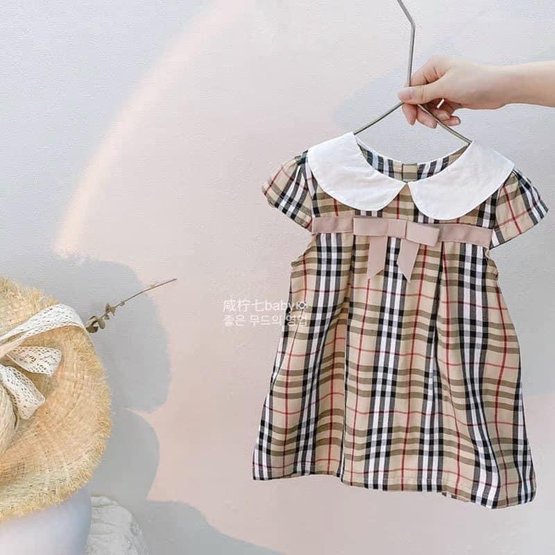 Váy bbr cho bé gái,váy kẻ bbr vintage cho bé gái