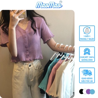 Áo len tăm nữ dáng croptop ngắn tay nhiều màu ulzzang Hàn Quốc C01 - MaoMao
