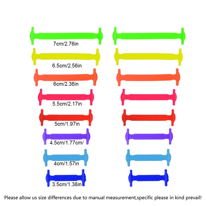 Set 16 Dây Giày Thể Thao Bằng Silicone Không Cần Buộc Co Giãn Dùng Cho Người Lớn Trẻ Em