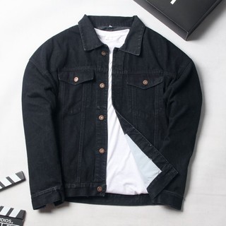Áo khoác jean nam đen chữ thập đỏ chất lượng cao TS293 Tronshop