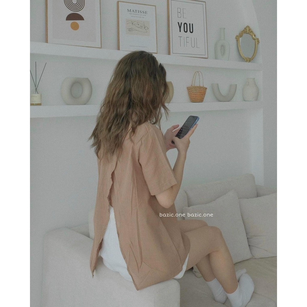 Áo sơ mi nữ cúc xẻ lưng cá tính - Hàng loại đẹp