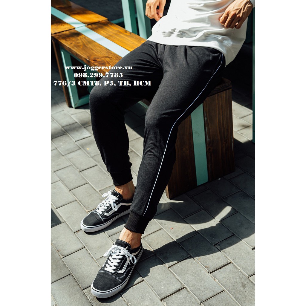 Quần Jogger Thun 1 Sọc Nhuyễn Trắng