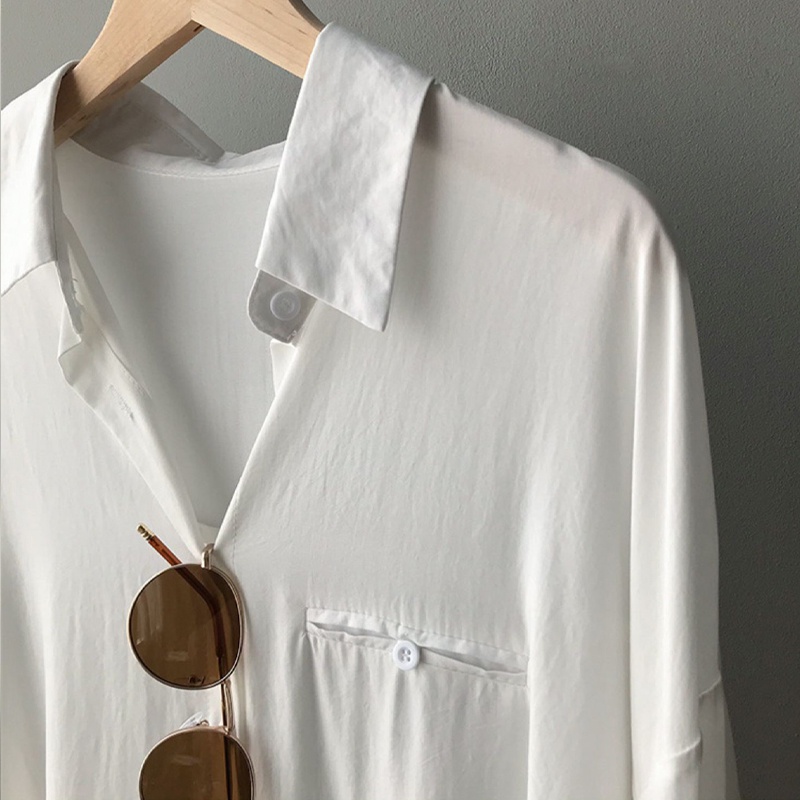 Áo sơ mi kiểu công sở nữ tay dài form rộng hàng Quảng Châu ANDOSA SM28