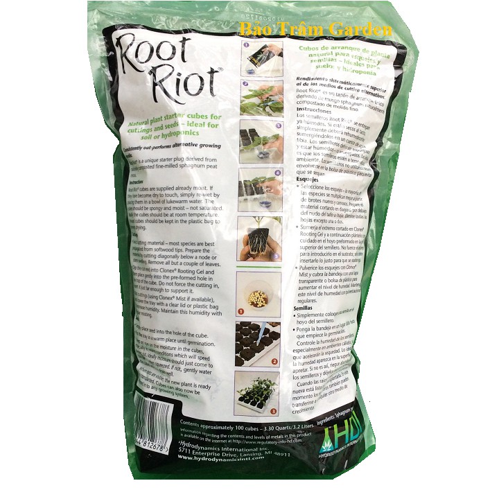 Set 5 viên mút ươm hữu cơ ROOT RIOT nhập khẩu Mỹ ROOT RIOT chuyên ươm hạt, giâm cành. ươm kie phong lan