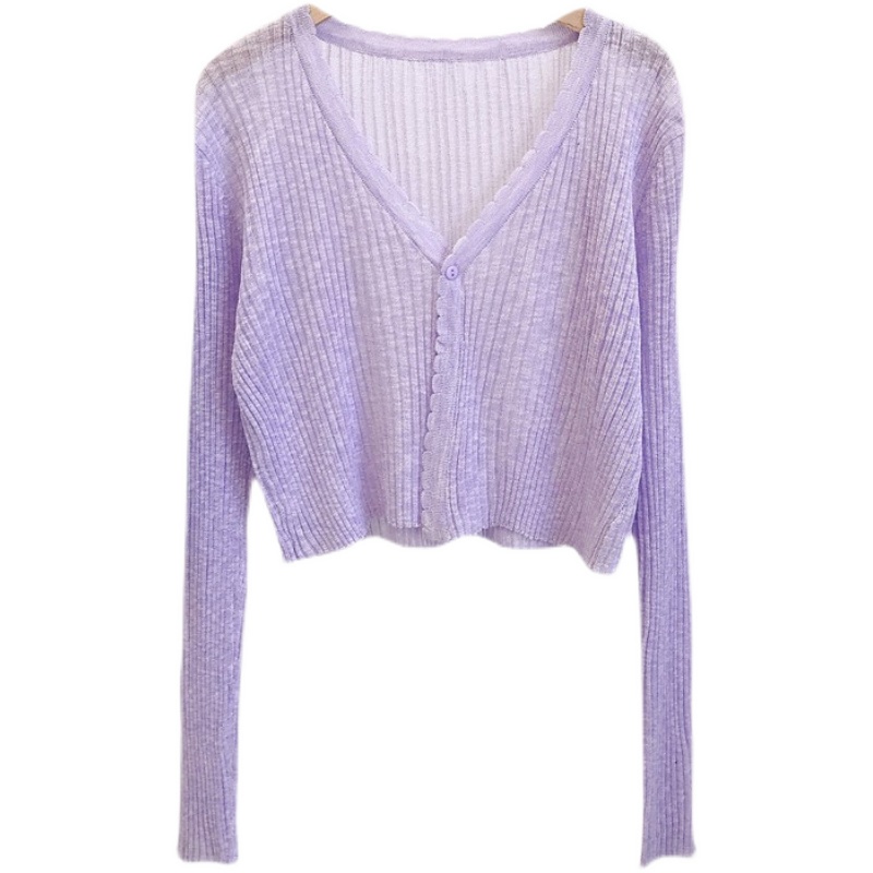 Áo khoác cardigan dệt kim mỏng dáng rộng ngắn chống nắng thời trang hàn quốc